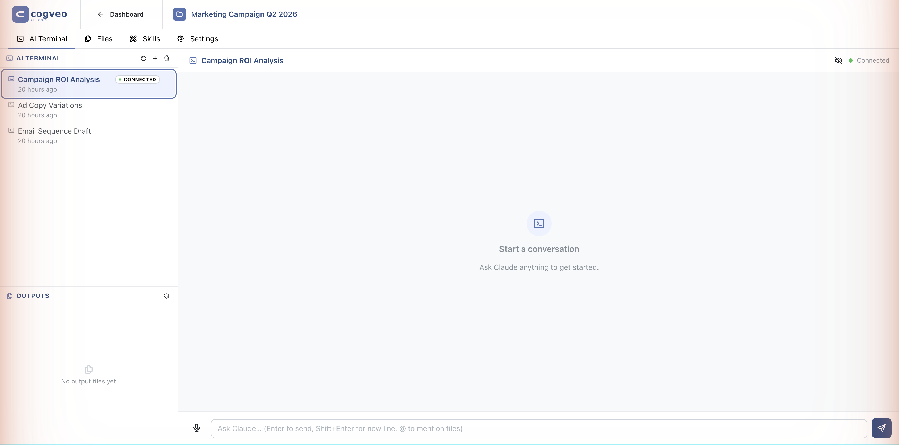 cogveo Workspace — AI terminal with sessions